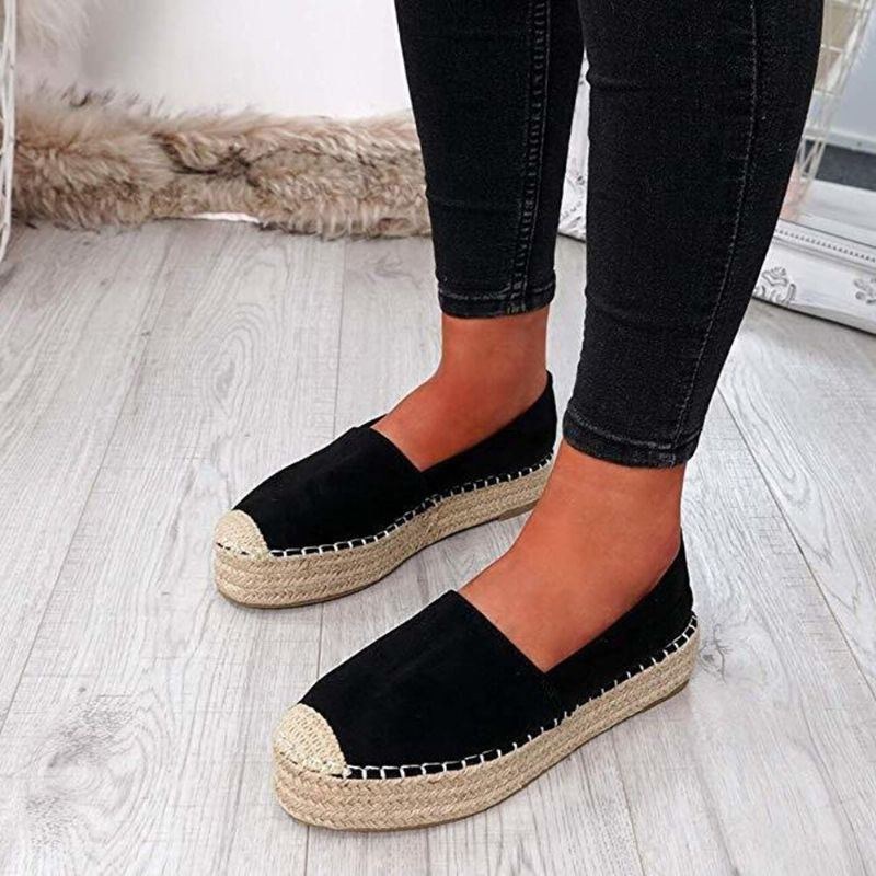 Dame Comfy Wearable Casual Espadrille Slip On Platform Flats