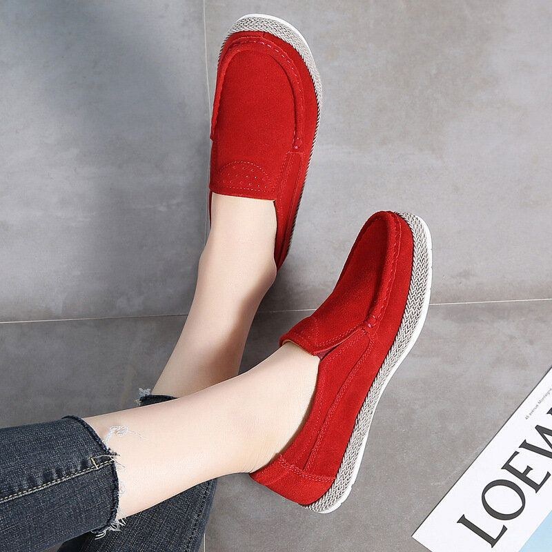 Dame Comfy Wearable Ensfarvet Casual Slip On Flats