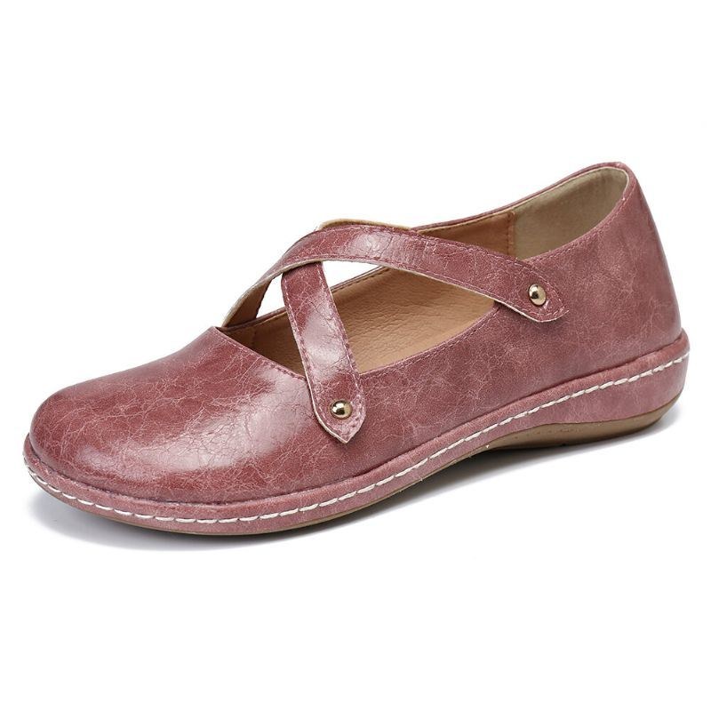 Dame Cross Strap Ensfarvet Casual Comfy Flats