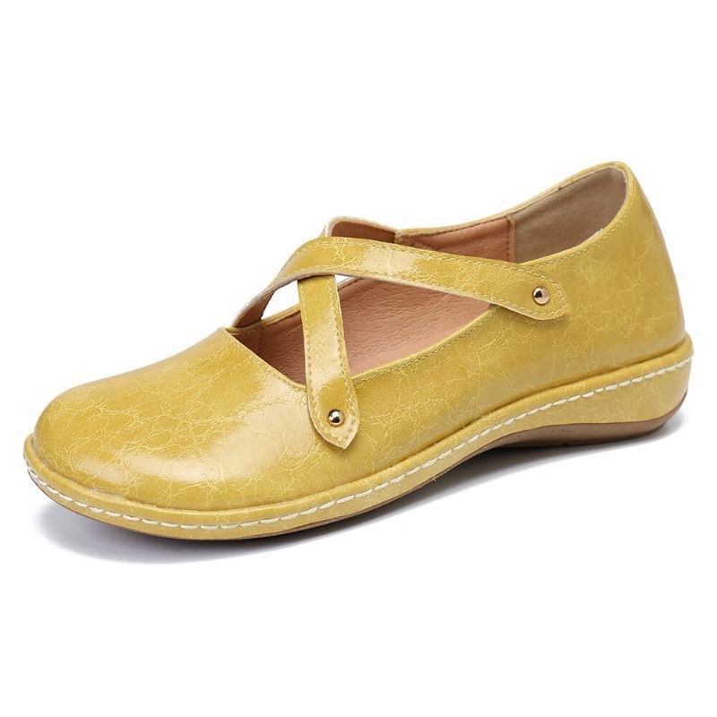 Dame Cross Strap Ensfarvet Casual Comfy Flats