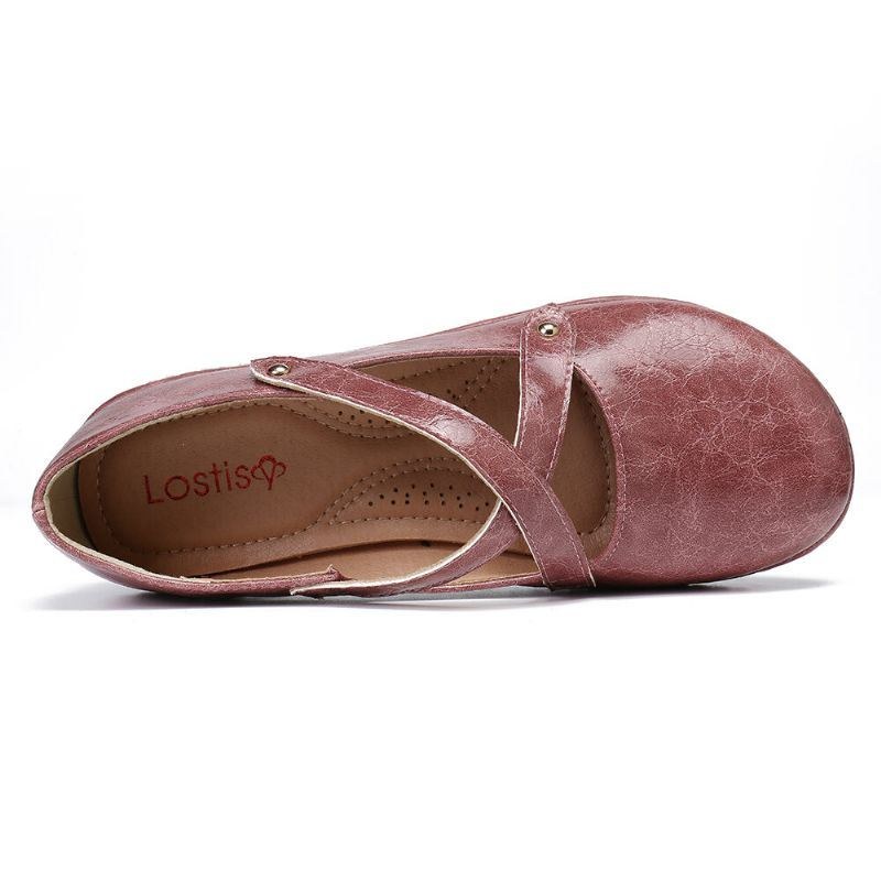 Dame Cross Strap Ensfarvet Casual Comfy Flats