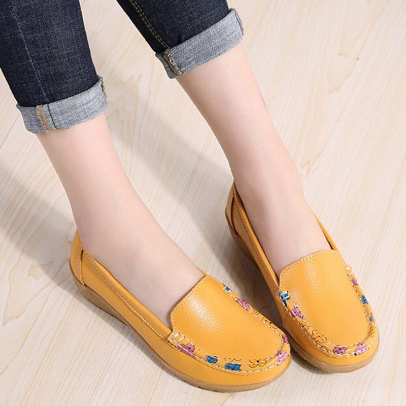 Dame Farverige Stricing Behagelige Skridsikre Casual Slip On Loafers