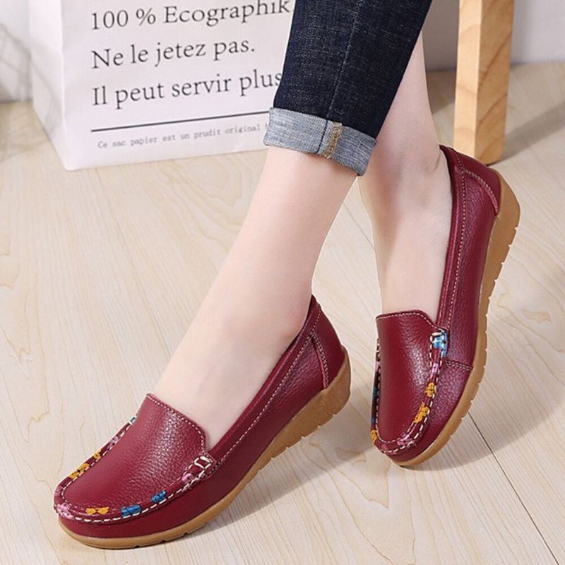 Dame Farverige Stricing Behagelige Skridsikre Casual Slip On Loafers