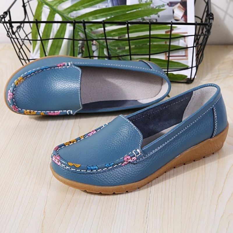 Dame Farverige Stricing Behagelige Skridsikre Casual Slip On Loafers