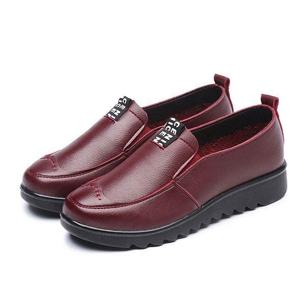 Dame Flade Casual Åndbare Sko Læder Slip On Loafers