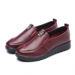 Dame Flade Casual Åndbare Sko Læder Slip On Loafers