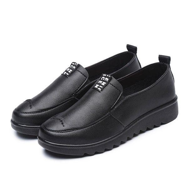 Dame Flade Casual Åndbare Sko Læder Slip On Loafers