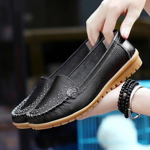 Dame Flade Sko Casual Slip On Outdoor Loafers