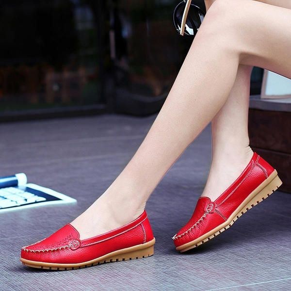 Dame Flade Sko Casual Slip On Outdoor Loafers