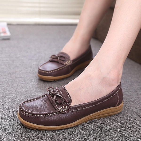 Dame Flat Slip On Casual Blød Udendørs Rund Toe Flat Loafers Sko