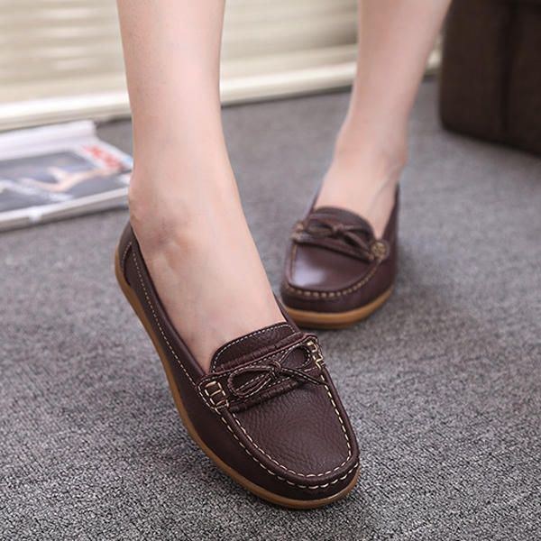 Dame Flat Slip On Casual Blød Udendørs Rund Toe Flat Loafers Sko