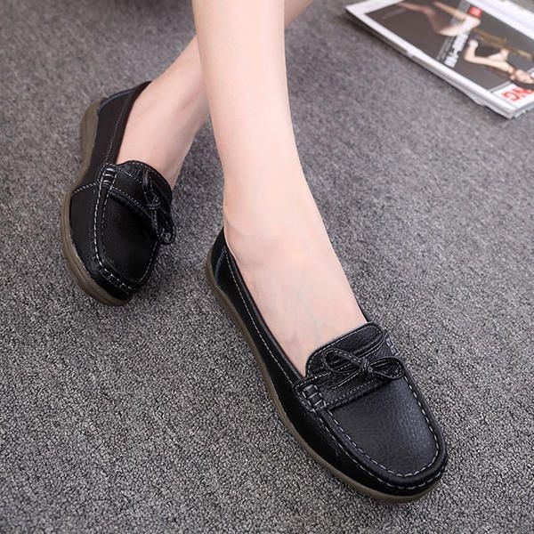 Dame Flat Slip On Casual Blød Udendørs Rund Toe Flat Loafers Sko