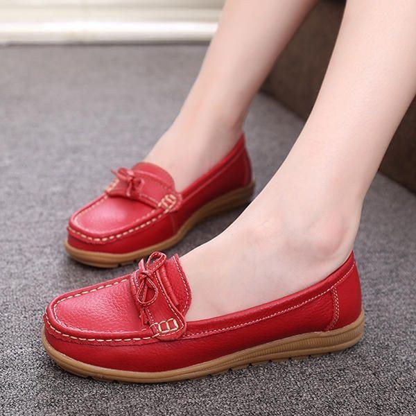 Dame Flat Slip On Casual Blød Udendørs Rund Toe Flat Loafers Sko