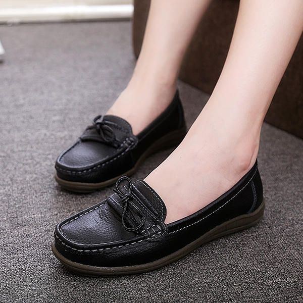 Dame Flat Slip On Casual Blød Udendørs Rund Toe Flat Loafers Sko