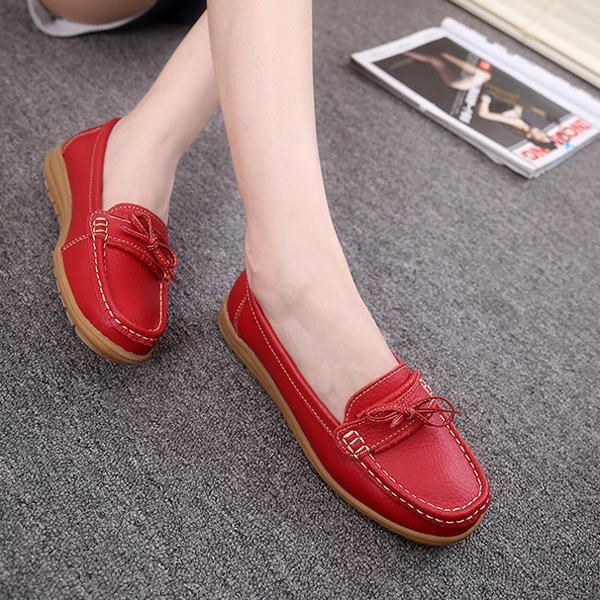 Dame Flat Slip On Casual Blød Udendørs Rund Toe Flat Loafers Sko