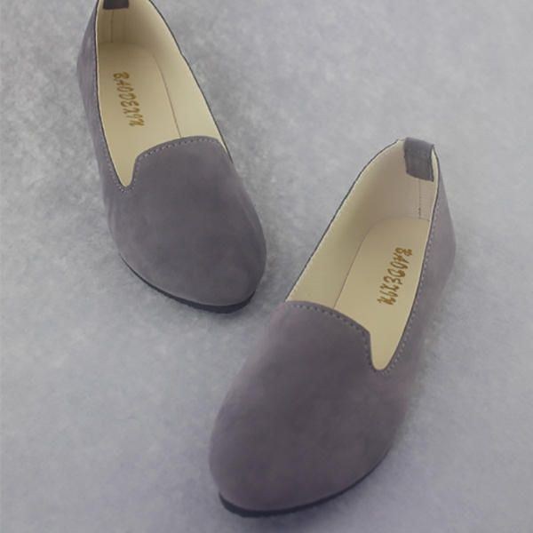 Dame Flats Komfortabel Casual Slip On Spidstå Ruskind Flat Loafers Sko