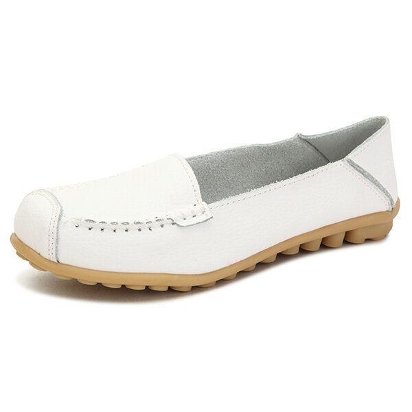 Dame Flats Sko Komfortable Casual Slip On Rund Toe Bløde Flade Loafers Sko