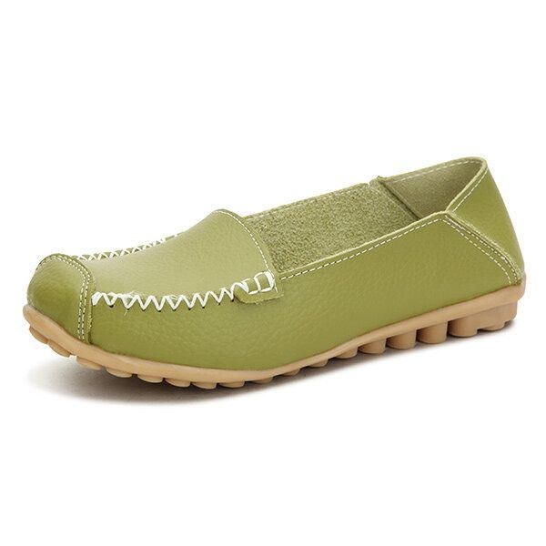 Dame Flats Sko Komfortable Casual Slip On Rund Toe Bløde Flade Loafers Sko