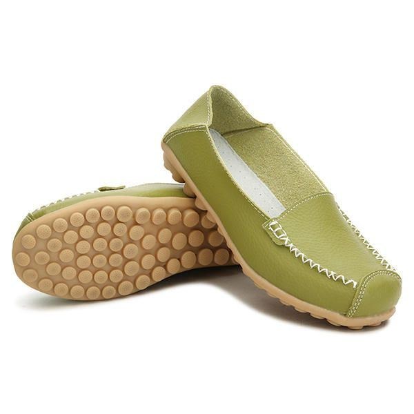 Dame Flats Sko Komfortable Casual Slip On Rund Toe Bløde Flade Loafers Sko