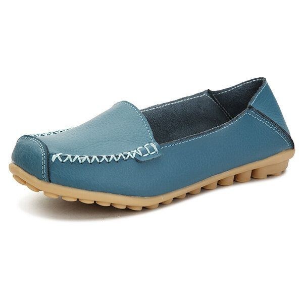 Dame Flats Sko Komfortable Casual Slip On Rund Toe Bløde Flade Loafers Sko