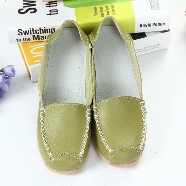 Dame Flats Sko Komfortable Casual Slip On Rund Toe Bløde Flade Loafers Sko