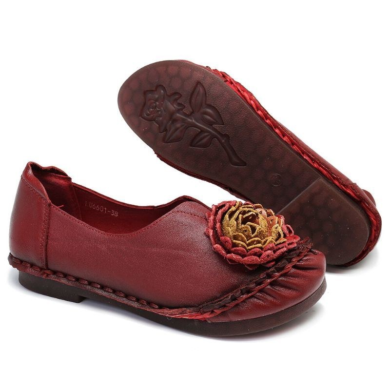 Dame Folkways Stricing Blomster Behagelig Blød Sål Casual Flade Loafers