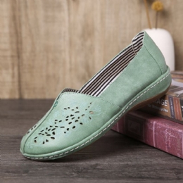 Dame Hand Stricing Hollow Comfy Retro Casual Slip On Flats