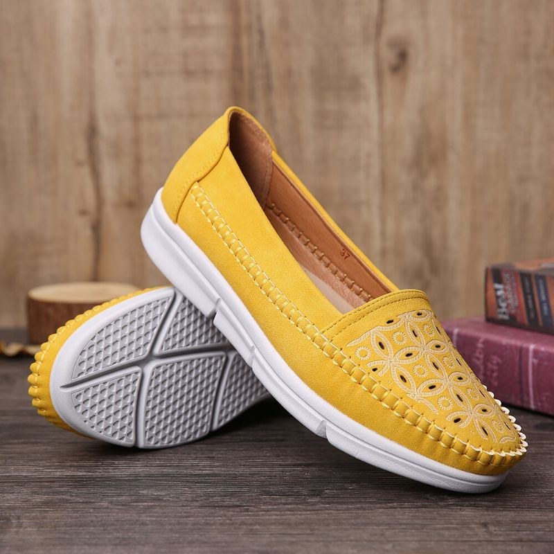 Dame Hollow Comfy Massage Blød Sål Casual Slip On Falts