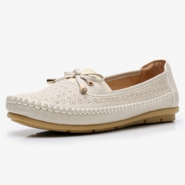 Dame Hollow Out Bue Knot Blød Sål Slip On Casual Flats