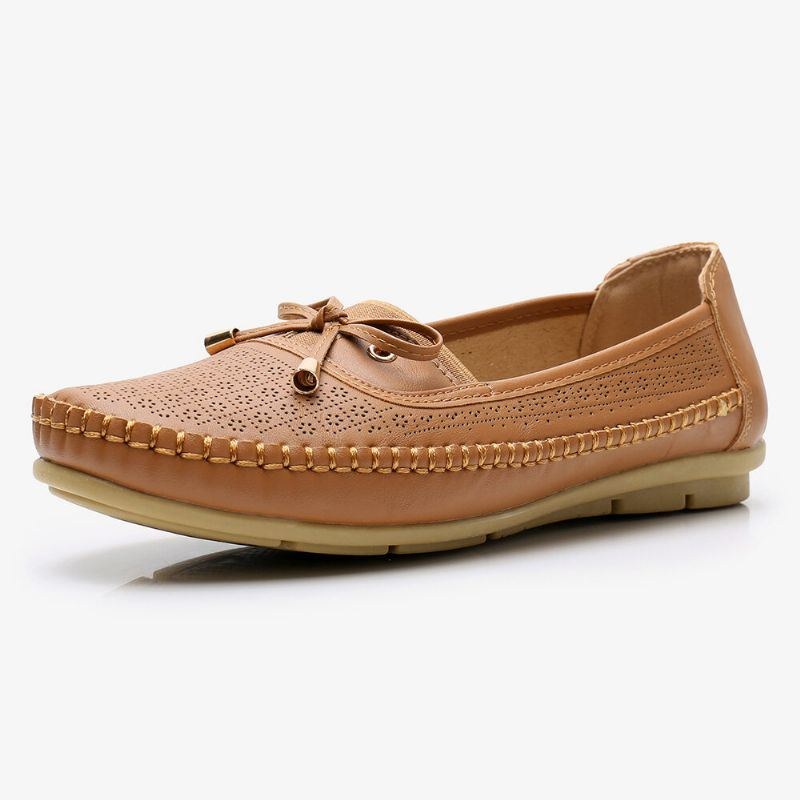 Dame Hollow Out Bue Knot Blød Sål Slip On Casual Flats