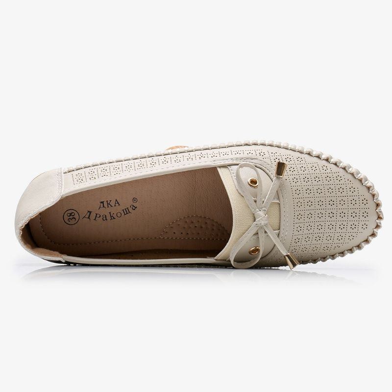 Dame Hollow Out Bue Knot Blød Sål Slip On Casual Flats