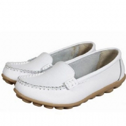 Dame Læder Slip-on Anti Udskridning Ballet Flats Casual Sko