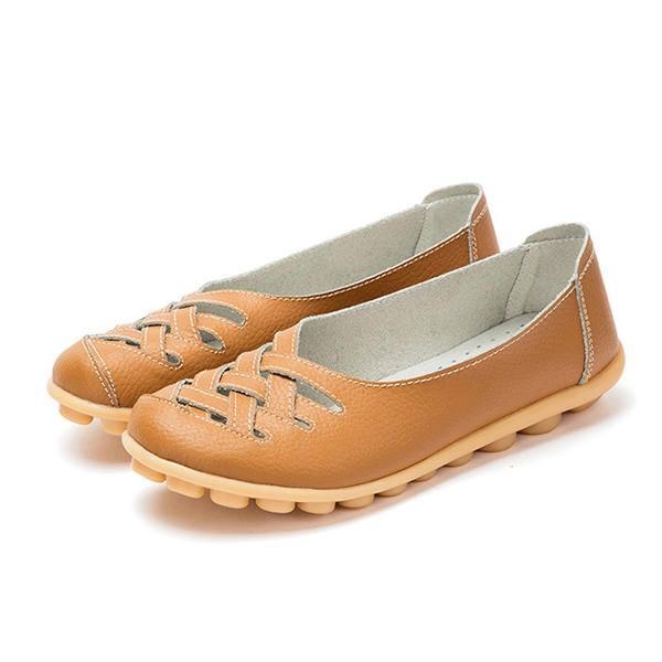 Dame Large Size Farverig Slip On Hollow Out Rund Toe Flad Loafer