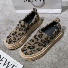 Dame Large Size Leopard Ruskind Skridsikker Comfy Casual Flats