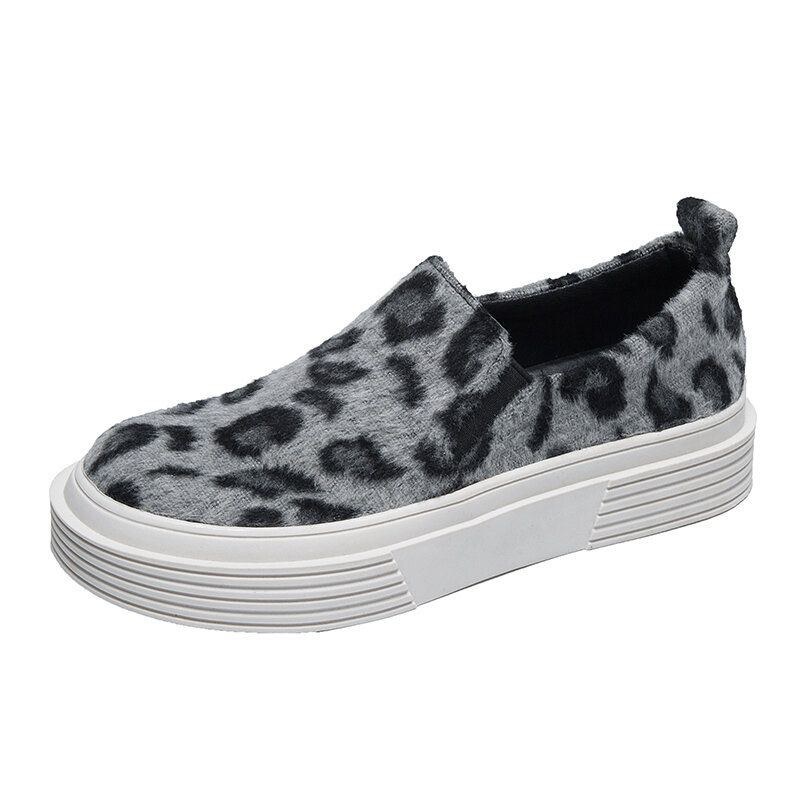 Dame Large Size Leopard Ruskind Skridsikker Comfy Casual Flats