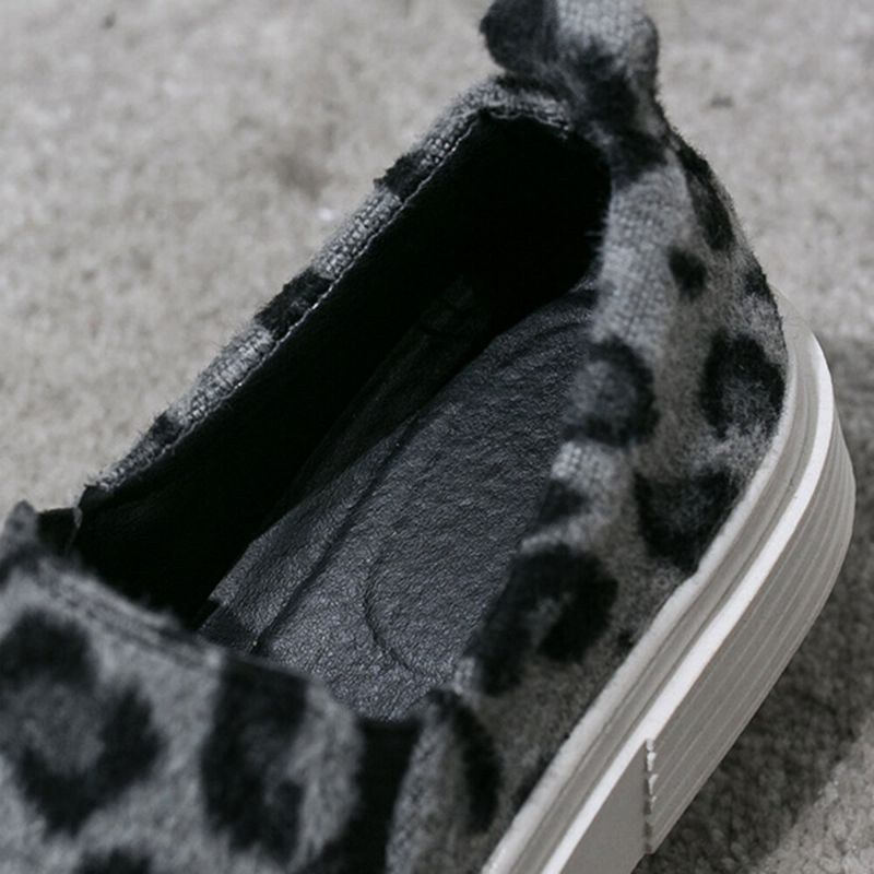 Dame Large Size Leopard Ruskind Skridsikker Comfy Casual Flats