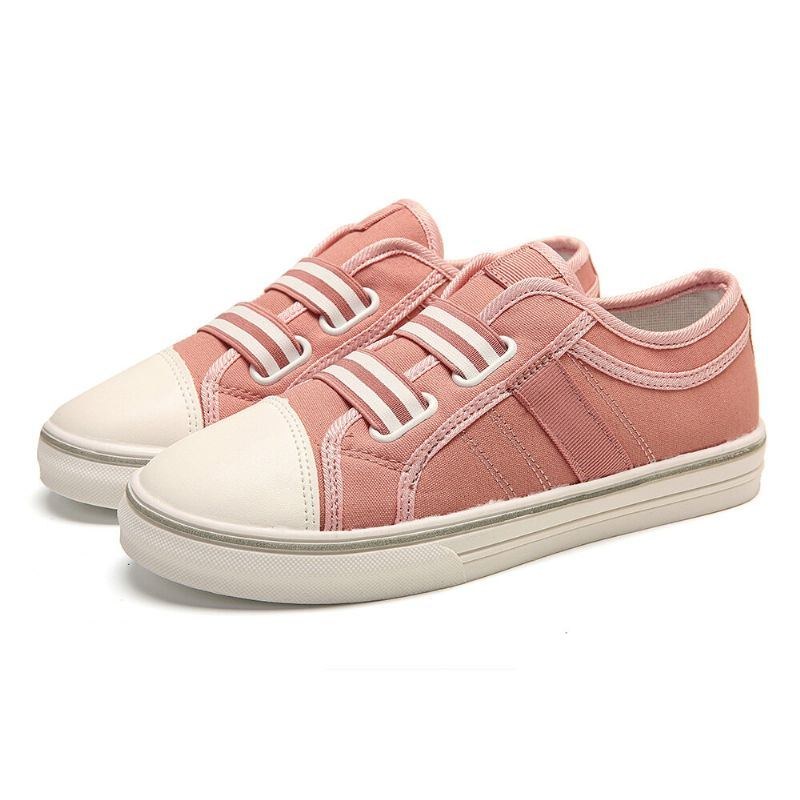 Dame Large Størrelse Canvas Sneakers Elastik Band Casual Flats