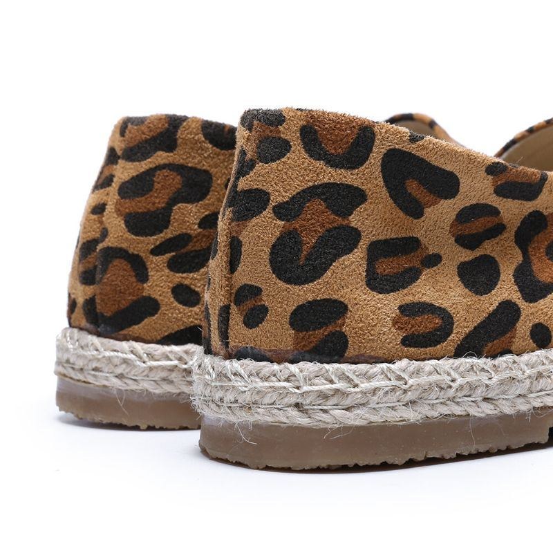 Dame Leopardtryk Behagelig Letvægts Casual Slip On Espadrille Flats