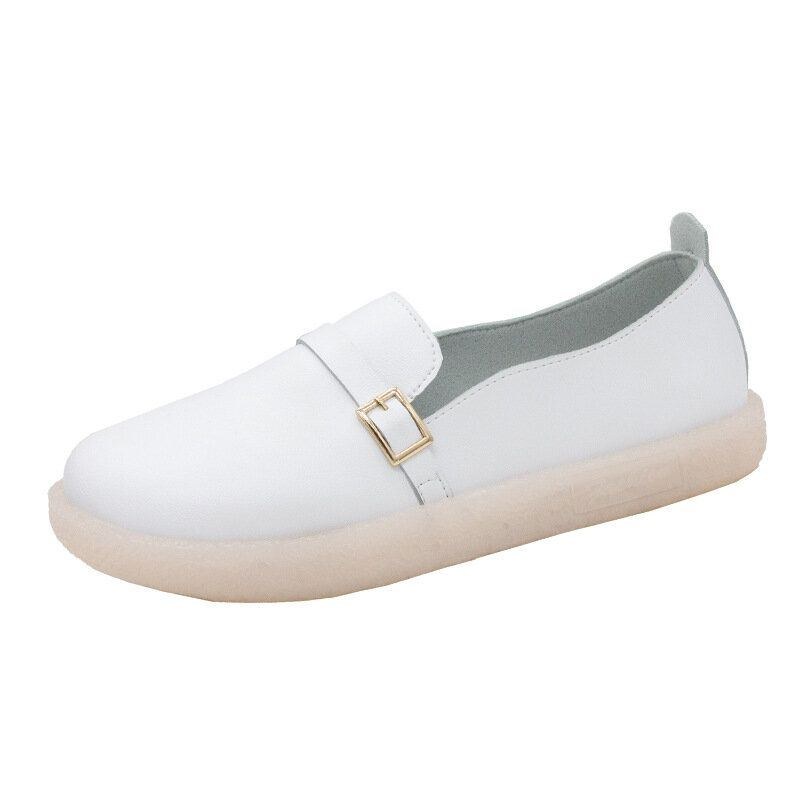 Dame Letvægtsspænde Ensfarvet Blød Slip On Casual Comfy Flats