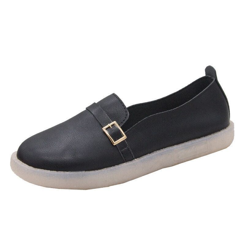 Dame Letvægtsspænde Ensfarvet Blød Slip On Casual Comfy Flats