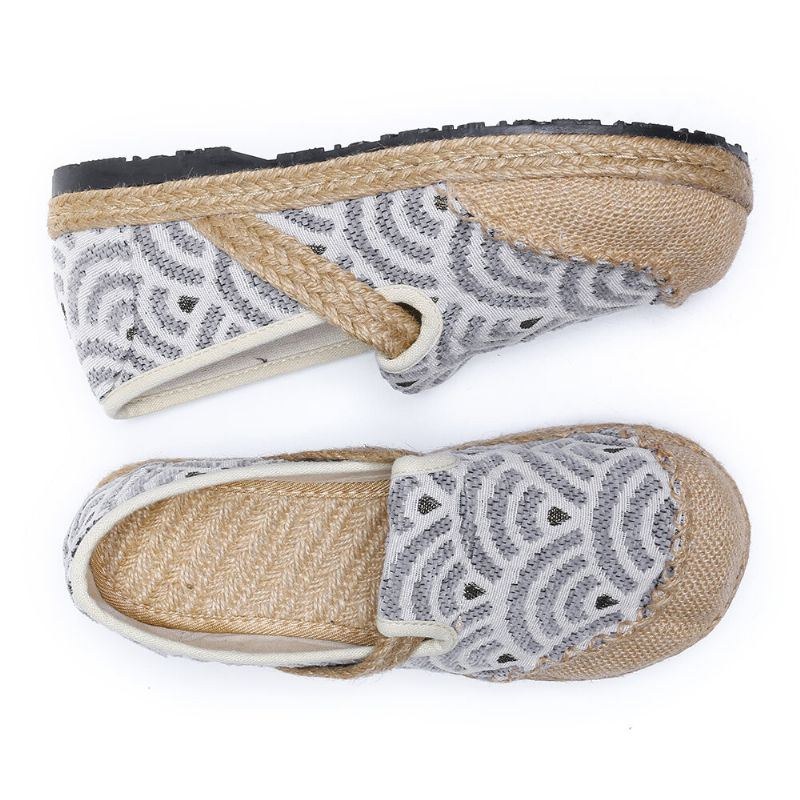 Dame Linned Behagelig Bærbar Rund Toe Casual Espadrille Flade Loafers