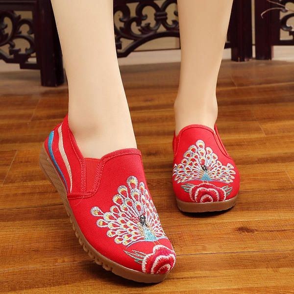 Dame Loafers Flower Slip On Comfy Flat Casual Sko