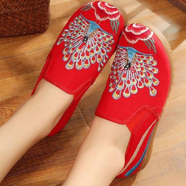 Dame Loafers Flower Slip On Comfy Flat Casual Sko