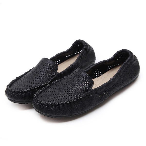 Dame Loafers Læder Udendørs Blød Sål Flats Casual Sko