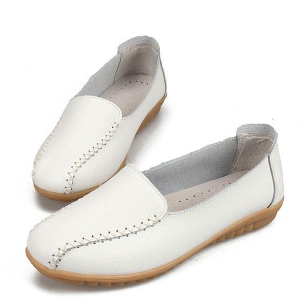 Dame Loafers Sko Casual Outdoor Slip On Læder Flats