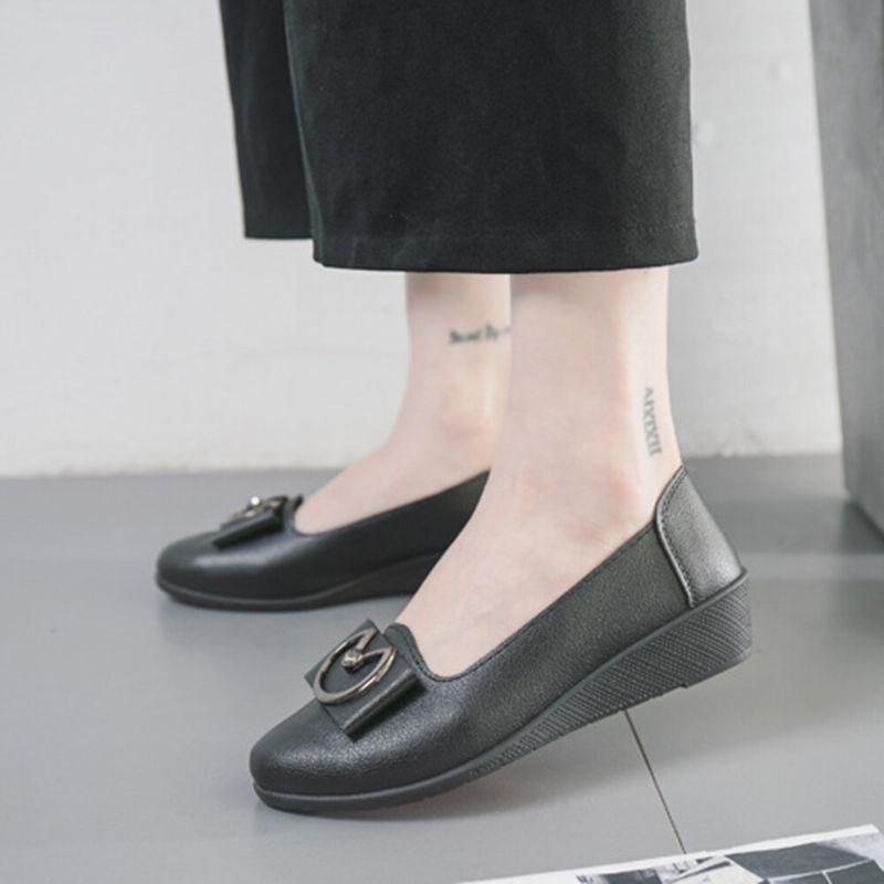 Dame Metail Decor Behagelig Sål Shallow Casual Slip On Loafers