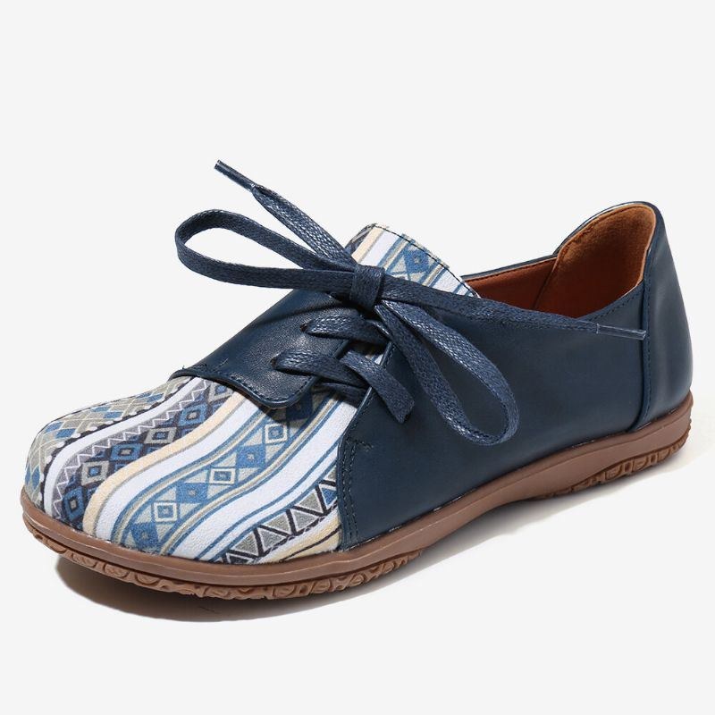 Dame Mønster Splejsning Dekor Non-slip Comfy Flat Loafers