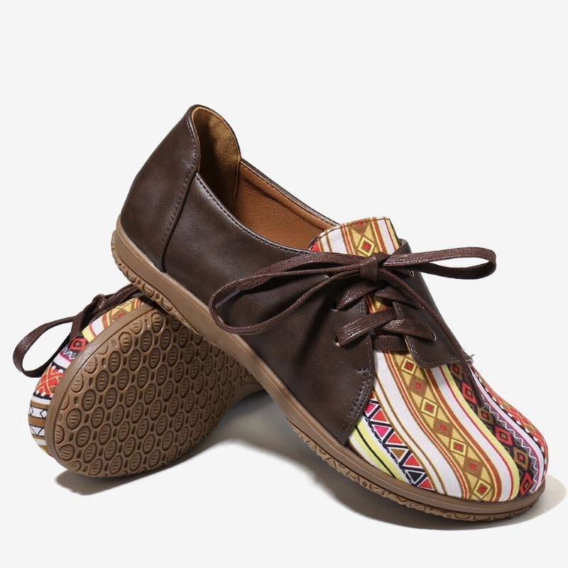 Dame Mønster Splejsning Dekor Non-slip Comfy Flat Loafers