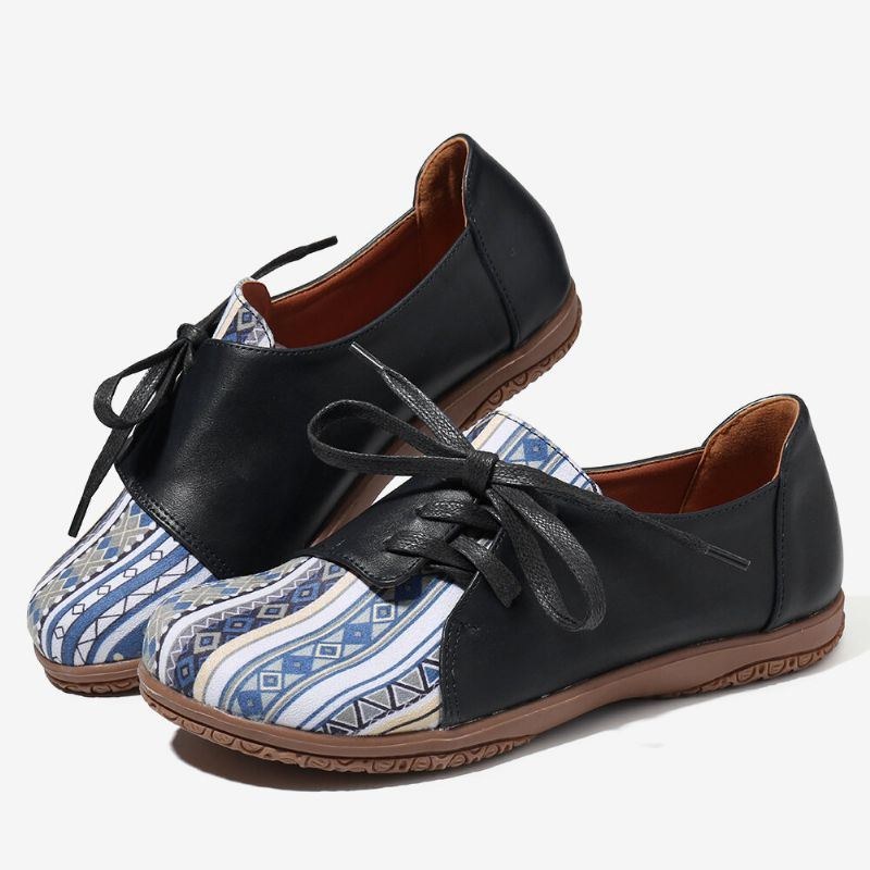 Dame Mønster Splejsning Dekor Non-slip Comfy Flat Loafers