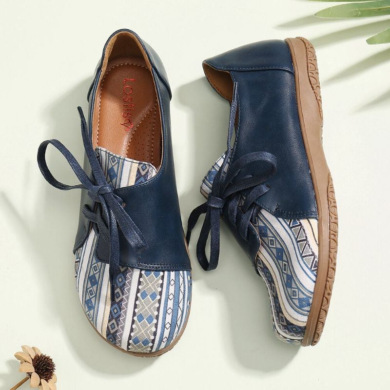 Dame Mønster Splejsning Dekor Non-slip Comfy Flat Loafers